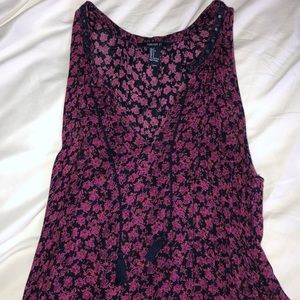 purple and navy floral shirt